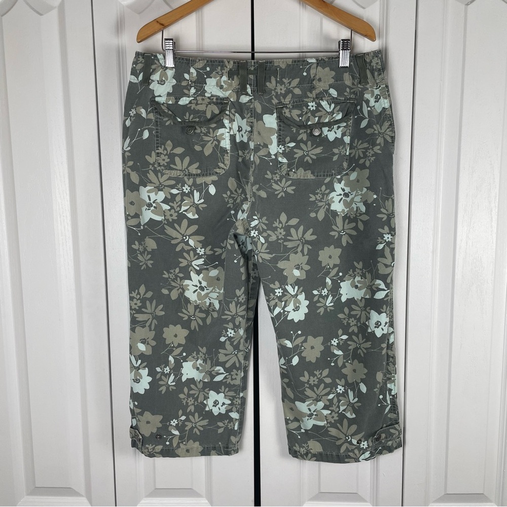 Y2K Gloria Vanderbilt Ripstop Floral Capri Pants Women’s 14 Green Utility Sporty - Picture 6 of 16